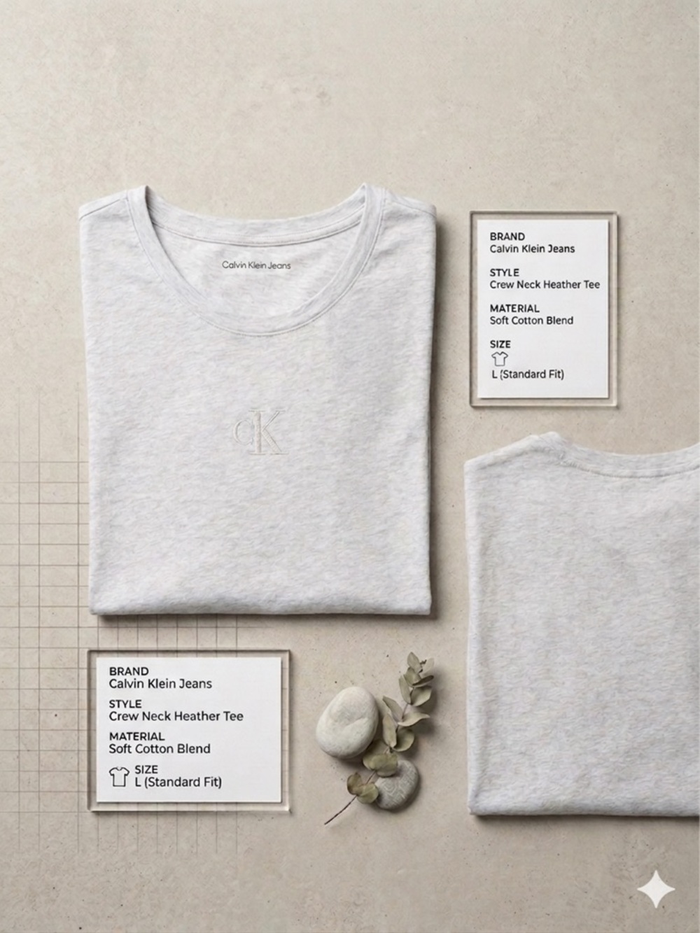 Calvin Klein Jeans Light Heather Gray Crew Neck Tee
